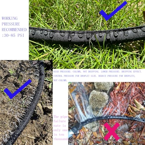 Secbulk 2026 Flat Soaker Hose 10 ft with Stakes for Garden, 10ft Linkable Drip Hose Diy Garden Irrigation System Saving 80% Water, Dual-layer Leak-free Design Water Hose with Holes - size: 10ft
