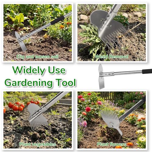 Garden Tools,Weeder Tool,63" Weed Puller Tool with Long Handle,Easy Weeding Without Bending or Squatting Down,Weeding Tools Suitable for Farm Planting,Gardening(Silver 12 Claws)