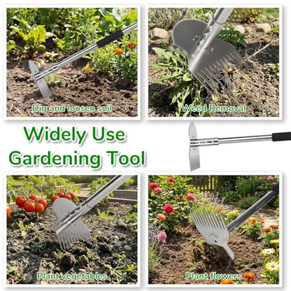Garden Tools,Weeder Tool,63" Weed Puller Tool with Long Handle,Easy Weeding Without Bending or Squatting Down,Weeding Tools Suitable for Farm Planting,Gardening(Silver 12 Claws)