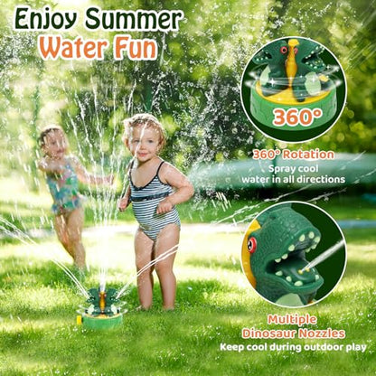 HeySplash Water Sprinkler Toy, Outdoor Yard Play Hose Fit Over 3 Years - color: B-dinosaur