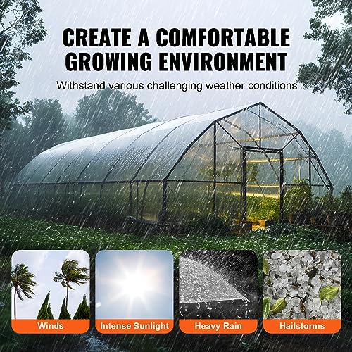 VEVOR Plastic Sheeting 12 x 50 ft Polyethylene 4 Year UV Resistant 6 Mil Thickness Clear Greenhouse Film - size: 12 x 50 ft