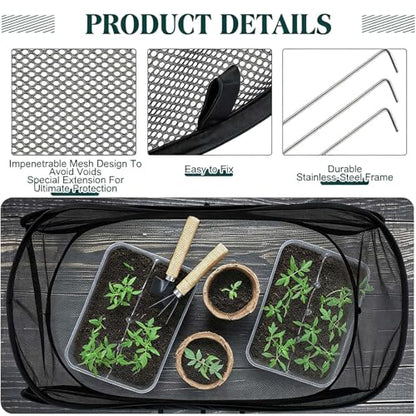 2 Pack Pop Up Garden Row Cover, 39x18x16 for Raised Beds - color: Black-1