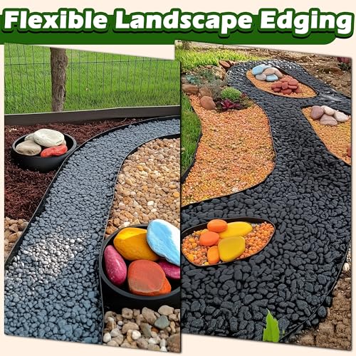 Gardzen 60-Foot x 3-Inch Landscape Edging Garden Border with 60 Spikes - color: Black, size: 3IN-60FT