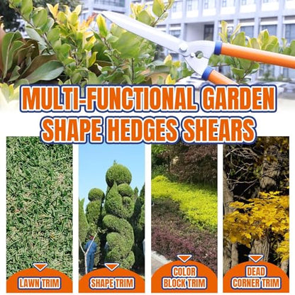 WADFOW Hedge Clippers with Adjustable Telescopic Handle & Wavy SK-5 Steel Blade, Professional Hedge Shears for Precise Pruning and Trimming Borders, Bushes