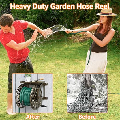 GOFORWILD Wall Mount Garden Hose Reel, Holds 200-Feet of 5/8-Inch Hose