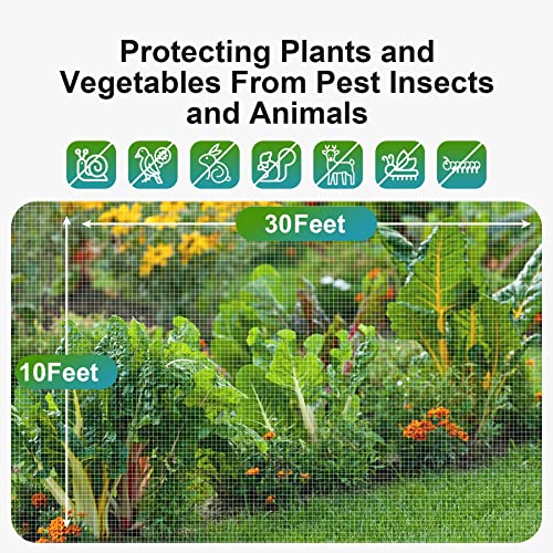 Garden Netting Pest Barrier: 10'x30' Fine Bug Insect Net - size: 10'x30'