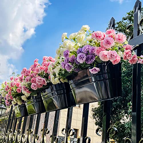 Hanging Planters, 10.6" Metal Railing Planters for Outdoor Plants, 4pcs - color: 4x Black