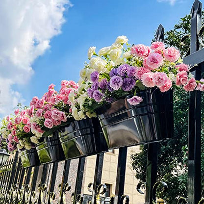 Hanging Planters, 10.6" Metal Railing Planters for Outdoor Plants, 4pcs - color: 4x Black