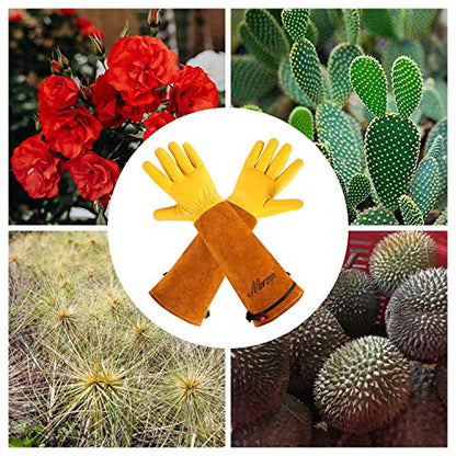 Gardening Gloves for Men&Women, [2026 Updated] Professional Rose Pruning Gloves Thorn Proof, Adjustable Cuff, Breathable Leather Cowhide Long Garden Gloves,Garden Gifts & Tools for Gardener,Yard Work - size: X-Large (Pack of 1)