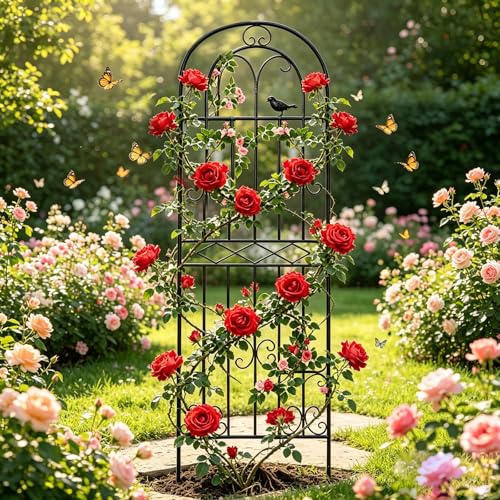 2 Pack 78.7"x19.7" Metal Gardon Trellis for Climbing Plants Outdoor, - size: 2P: 78.7" H x 19.7" W