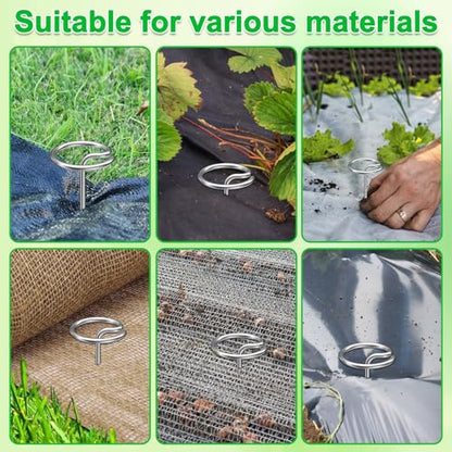 60 Pcs 6-Inch Heavy-Duty Galvanized Landscape Staples – Thickened 8 Gauge Circle Top Pins, Rust-Resistant for Weed Barrier, Landscape Fabric, and Garden Projects - size: 6 in 60 PCS