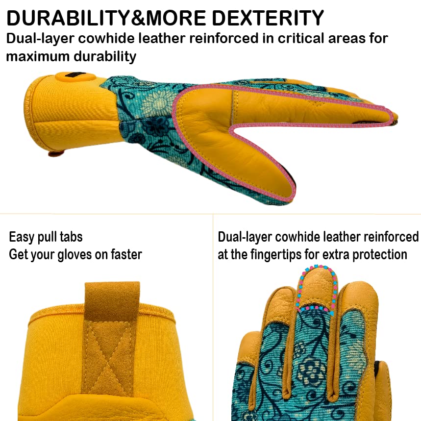Cute Pattern Gardening Gloves,Thornproof Garden Glove,Gardener Gift - color: 2 Pairs Per Pack-blue, size: Medium