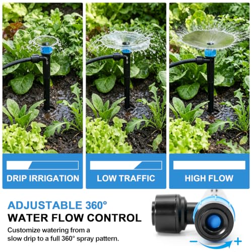 30 Pack Drip Irrigation Emitters, Adjustable 360° Drippers for 1/4" Tubing