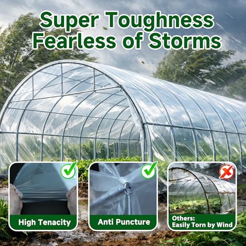 10x26ft Greenhouse Plastic Sheeting, 6 mil Clear Polyethylene Film Cover