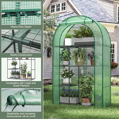 Mini Greenhouse for Outdoors, Portable Small Greenhouse - style: 38"x17"x62" Green