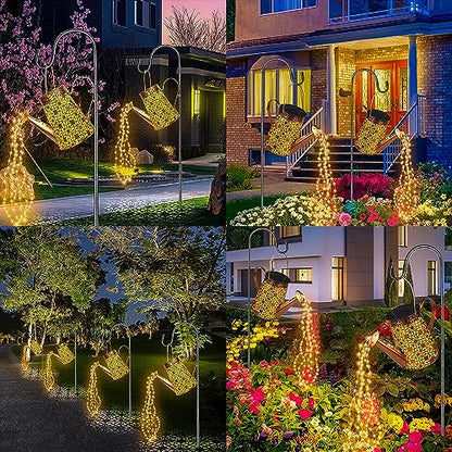 Forlivese 2PCS Solar Watering Can with Lights, Hanging Solar Garden Lights - size: 36LED