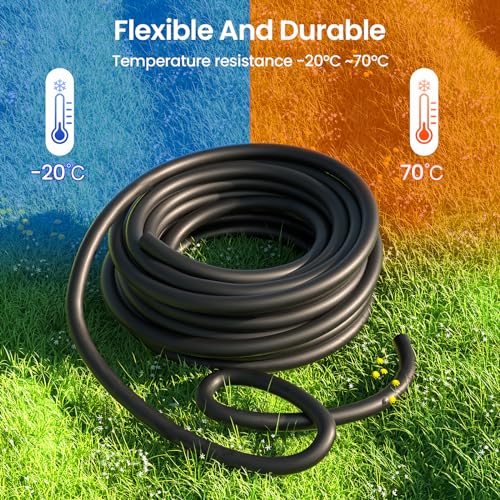 MIXC 25FT 1/2" Irrigation Tubing, 0.7" OD x 0.5" ID Hose with 2 Connectors - size: 25FT 1/2'' Main Tube