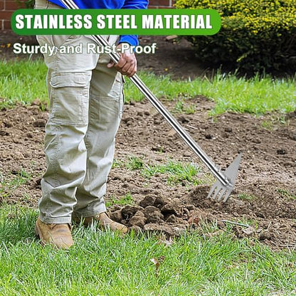BARAYSTUS 2‑in‑1 Garden Hoe & Weed Rake with Long Handle for Weeding