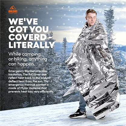Emergency Blanket Mylar Thermal Blanket(5 Pack) Extra Large Survival Gear - color: Silver-5 Pack