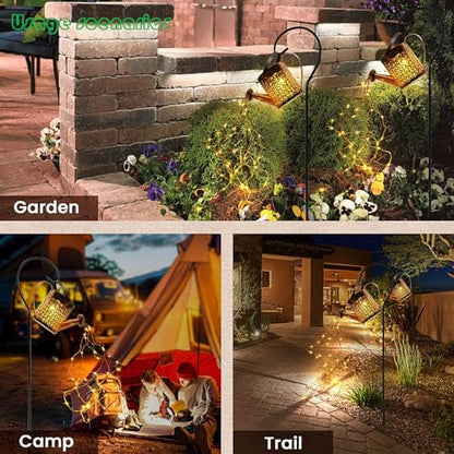 Neioaas Solar Watering Can Lights, Solar Lantern String Light with Bracket - color: Copper coin flower