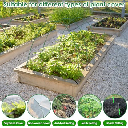 60 Pcs Garden Hoops for Raised Beds, 12 Sets Greenhouse Hoops Grow Tunnel Rust-Free Fiberglass Hoop House Kit, Plant Support Garden Stakes Hoops Frame for Netting Shade Cloth Row Cover Garden Supplies
