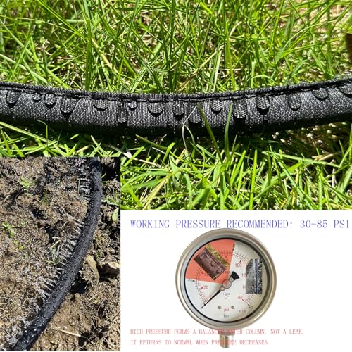 Hlinker Flat Soaker Hose 75 150 FT for Garden Beds, 150FT 1/2" Linkable Consistent Drip Irrigation Hose Save 80% Water, Leakproof Heavy Duty Double Layer Sprinkler Hose - size: 150FT (75'X2)