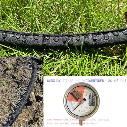 Hlinker Flat Soaker Hose 100 FT for Garden Beds, 50Ft 2Packs 1/2" Linkable Consistent Drip Irrigation Hose Save 80% Water, Leakproof Heavy Duty Double Layer Sprinkler Hose - size: 100FT (50'X2)