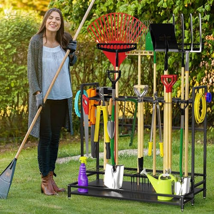 VGMiu Garden Tool Organizer for Garage,Yard Tool Rack Black