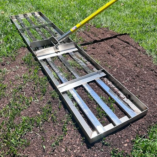 Rocklin™ 48" Lawn Leveling Rake, Stainless Steel, 78" Handle - size: 48 Inches