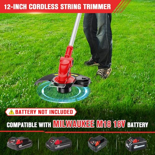 HEINPRO Cordless String Trimmer Compatible with Milwaukee M18 Battery - size: 12.01-INCH