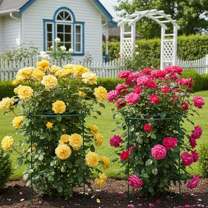 5 Pack Metal Peony Cages and Supports with 20 Plant Twist Clip Ties, Plant Support Stakes for Indoor Outdoor Plants, Tall Plant Holder Stick Kit, Plant Support Ring for Peony, Rose,Tomato, Hydrangea