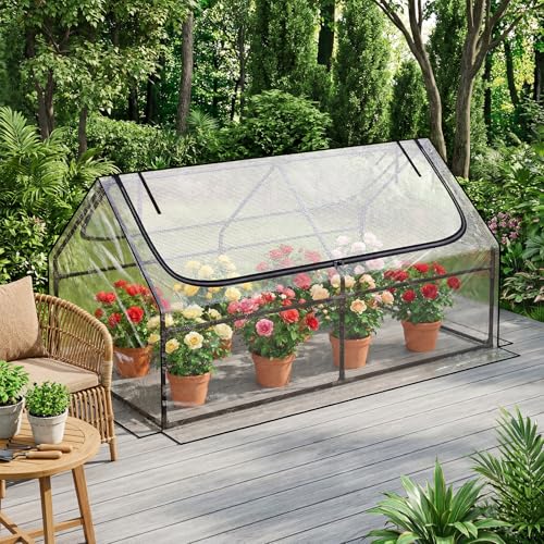 Superlele 6x3x3FT Mini Greenhouse with 2 Large Zipper Doors for Outdoor - style: (Clear)-6x3x3Ft
