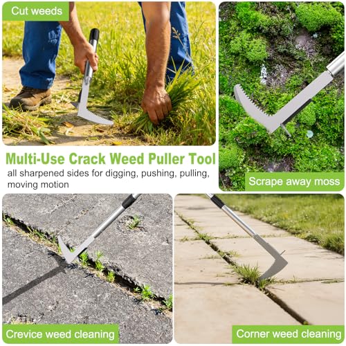 Crack Weeder Crevice Weeding Tool with 22'' to 64'' Adjustable Long Handle