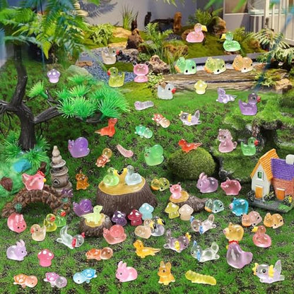 50PCS Luminous Mini Resin Animals, Random Style Resin Animals Variety Pack - color: Glow Animals