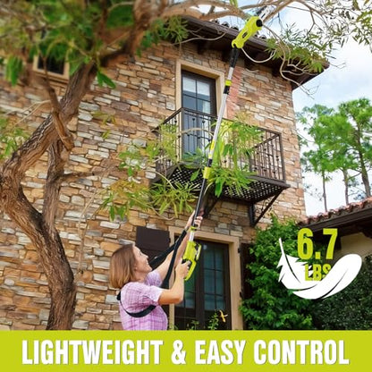 EWORK 20V 8" Cordless Pole Saws for Tree Trimming with Battery & Charger