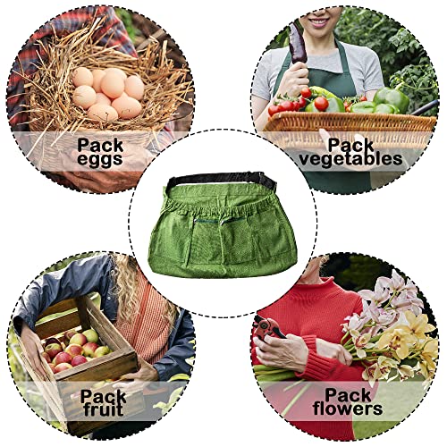 codree Harvest Apron for Garden Vegetable-Adjustable Harvest Picking Apron with 4 Pockets for Gardeners Pick Fruit Weeding - color: Green - 2pcs