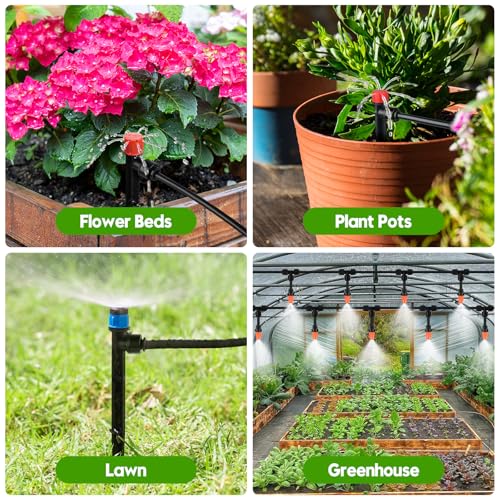 240FT Drip Irrigation System for Garden, 2026 Upgraded Quick-Connect Automatic Garden Watering System with 1/2" & 1/4" Tubing and Adjustable Nozzle Emitters for Greenhouse, Yard, Lawn, Raised Bed
