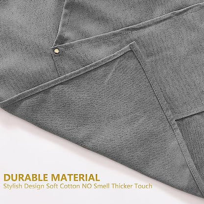 Aoomzoon Canvas Aprons for Men Women, Heavy Duty BBQ Apron with Pockets - color: Gray