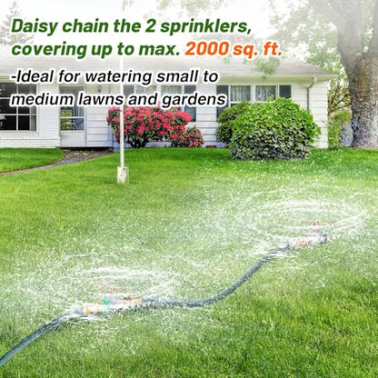 Acostop 2 Pack Aluminum Alloy Lawn Sprinkler with 3 Arms Brass Nozzle