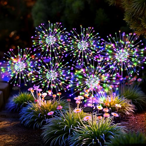 6Pack Solar Lights Outdoor, Multicolor Firework Lights - color: Multicolor, size: 6 Pack
