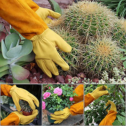 Gardening Gloves for Men&Women, [2026 Updated] Professional Rose Pruning Gloves Thorn Proof, Adjustable Cuff, Breathable Leather Cowhide Long Garden Gloves,Garden Gifts & Tools for Gardener,Yard Work - size: X-Large (Pack of 1)