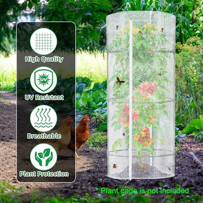 Garden Netting for Tomato Plants, Round Tomato Cage Plant Cover with Zipper