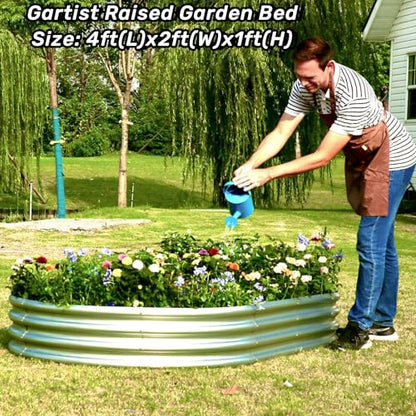 Gartist 2 pcs 4×2×1 ft Raised Garden Bed for Outdoor, Easy Assembly Galvanized Planter Box for Vegetables, Flowers & Herbs - size: 4×2×1ft 2pcs