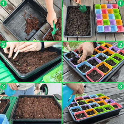 BeGrit Seed Starter Trays Mesh Tray 10-Pack 15x12 inch Plastic Plant Trays Garden Seedling Starter Kit Succulent Transport Pots Bonsai Training Pots - size: 15x12in 10-Pack