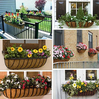 2pcs Trough Coco Liner 24 inch Wall Planter Replaceable Coco Liner for Window Box, Fence Flower Baskets - size: 24 in -2pcs