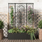 Metal Planter Box with Trellis, Outdoor Raised Garden Bed, Black - color: Black