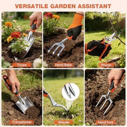 9-Piece Garden Tools Set Heavy Duty Stainless Steel with Tote Bag