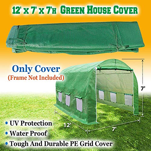 BenefitUSA Replacement Green House Cover for 12'X7'X7' Larger Walk in Outdoor Gardening Greenhouse Plant Protector (Frame not Include) - size: cover