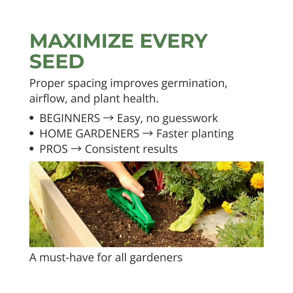 Row Seeder Tool for Seed and Seedling Spacing in Trays and Garden Rows Kit.