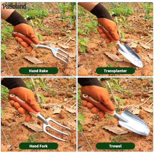 Brown Garden Tools Set 10-Piece, Gardening Gifts for Women Men - color: brown-10pcs